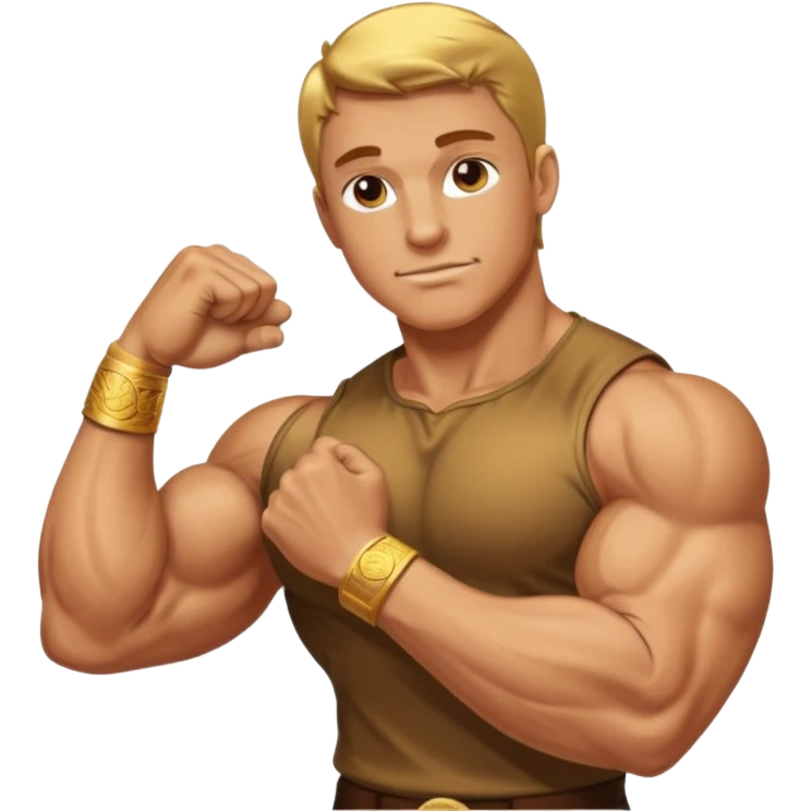 A bent arm showing its big bicep in a gold coin emoji