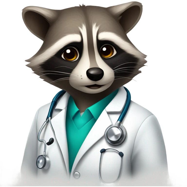 a racoon who is a doctor. just a bust, not the whole body emoji