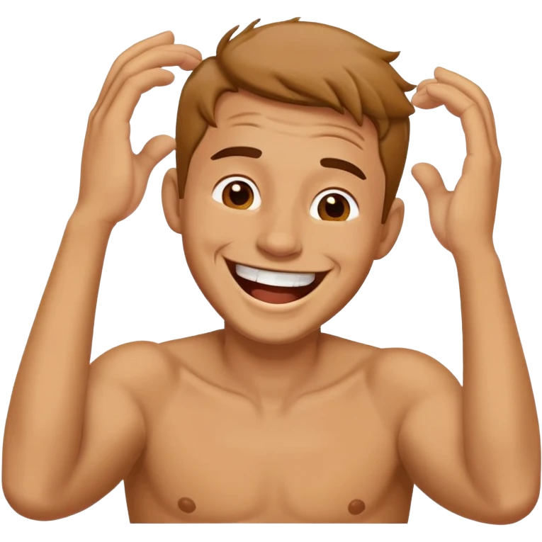 Man holding his neck with his hands and laughing emoji