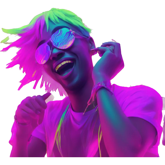 Rave party dancing neon smoking emoji