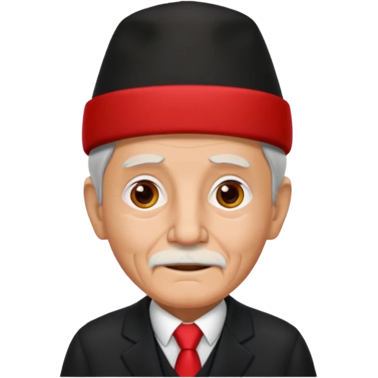 black suited old man with red fes hat emoji