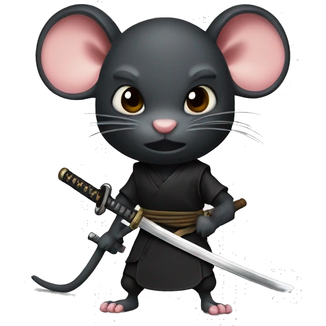 ninja black skin rat with katana emoji