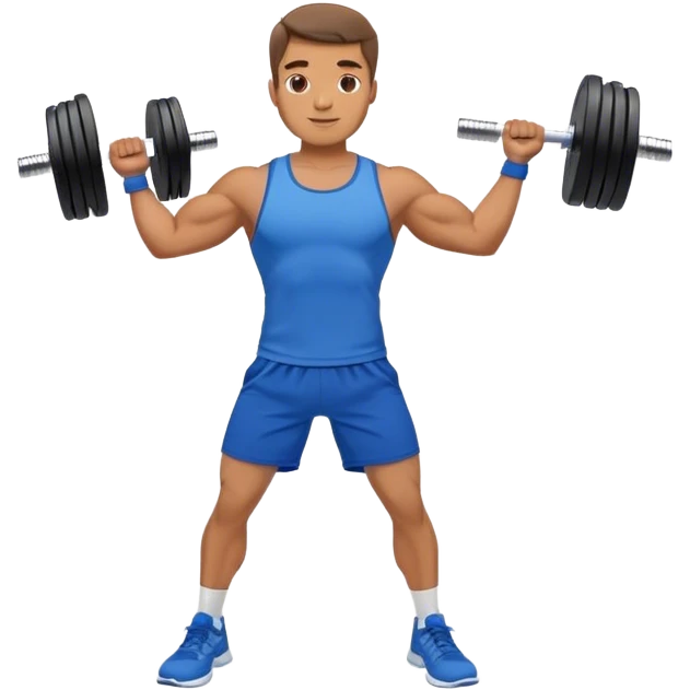 man with blue shorts doing side-lateral raise (T pose) with light dumbbells emoji