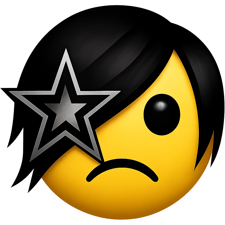 emo emoji, black and silver star, modern and bold, no background emoji