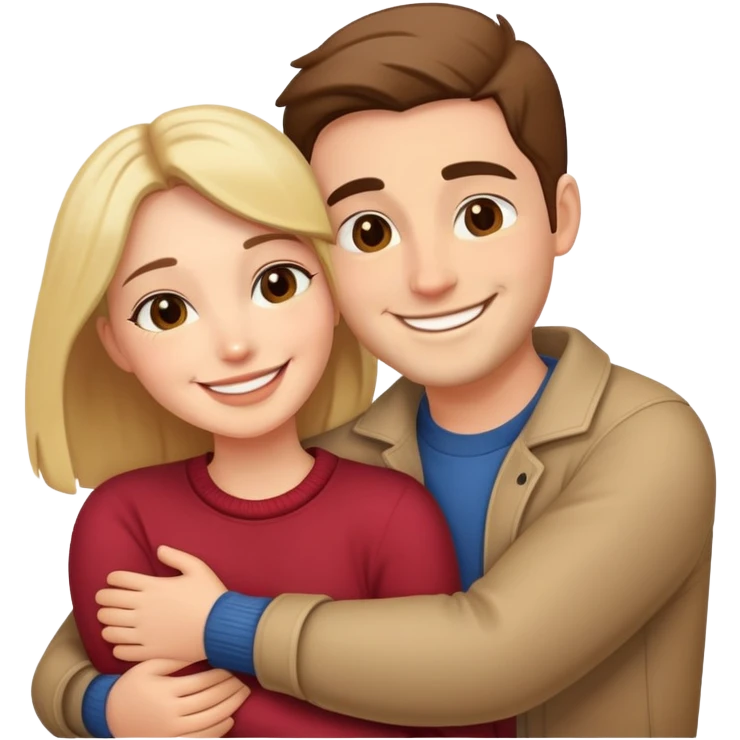 couple hug with warm smiles emoji