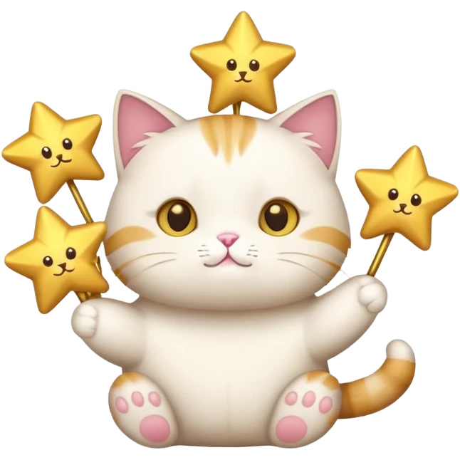 Cat holding 5 stars  emoji