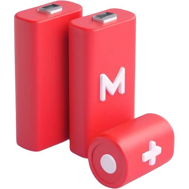 realistic 3D red low battery icon, isolated on white background emoji