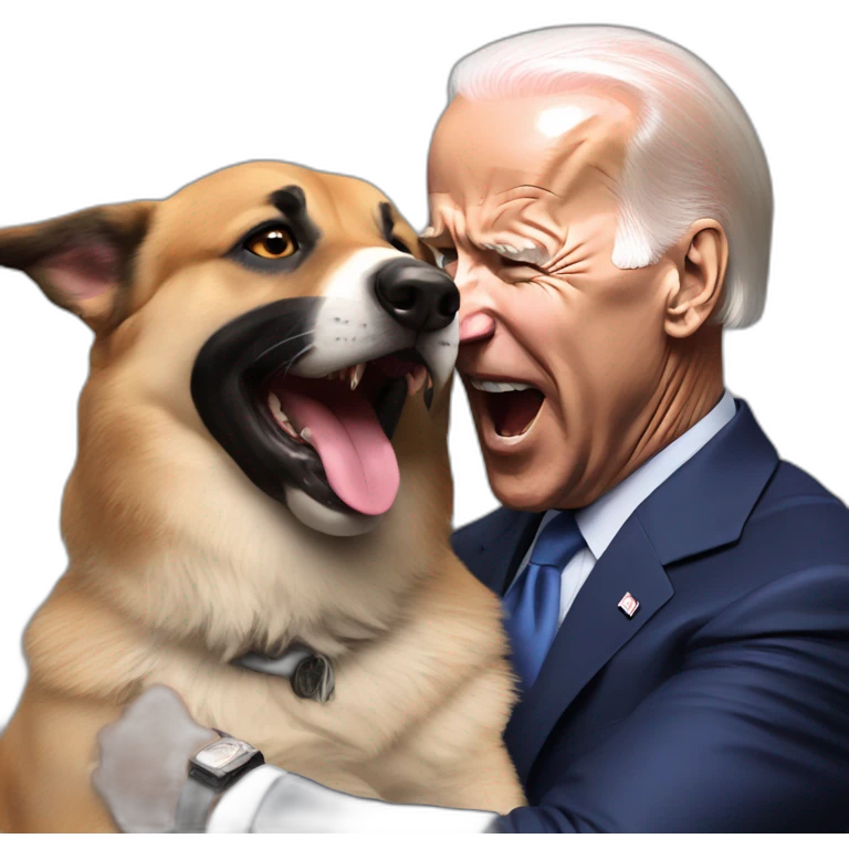 Joe biden being bit by german sheppard emoji