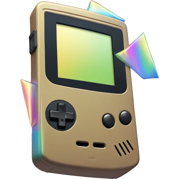 Iridescent Gameboy colour playing pokemon emoji