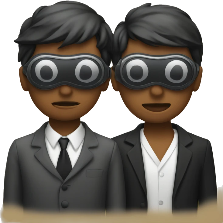 boys in a viewfinder scene and they are both blindfolded emoji