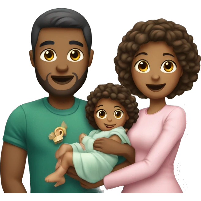 A couple with a Baby Girl on christmas emoji