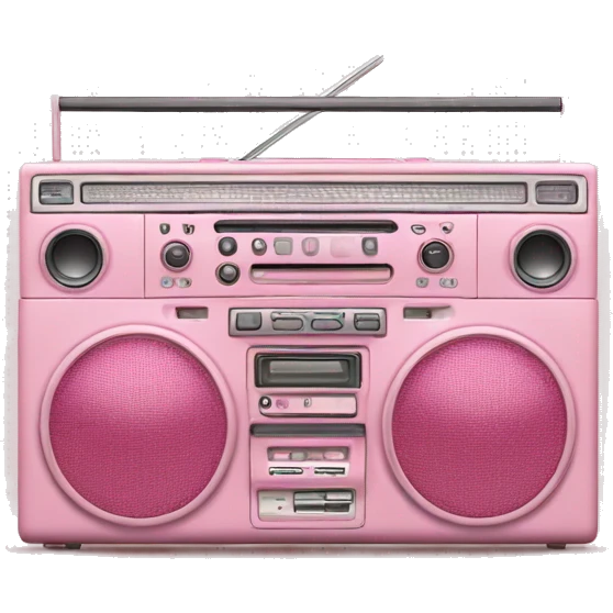 Round light pink boombox with hearts emoji