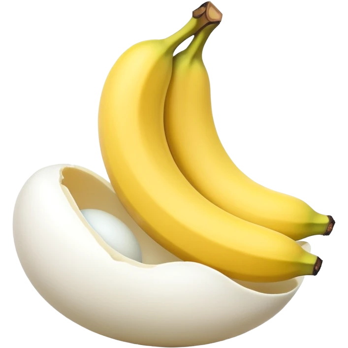 A banana standing between two eggs emoji