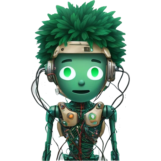 Deku cyborg with circuits and wires  emoji