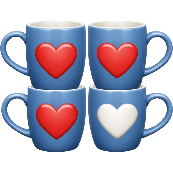 mugs with heart symbol emoji