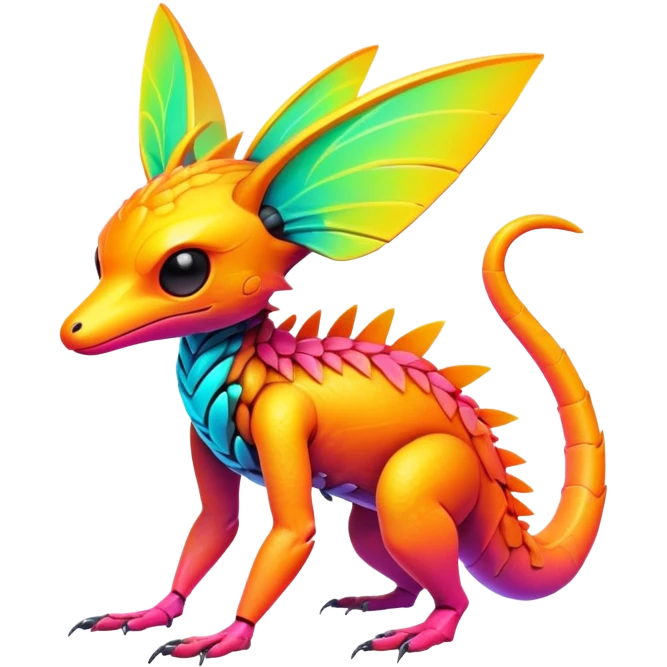 Tropical futuristic lush warm-colored modern neon-colored cyber-Fakémon-Trico-creature emoji