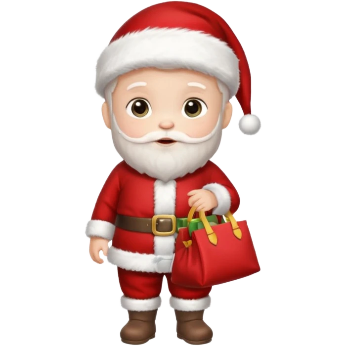 baby Santa Claus is carrying a bag of presents  emoji