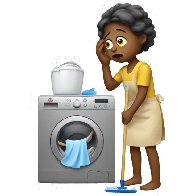 Crying while taking care of housework emoji