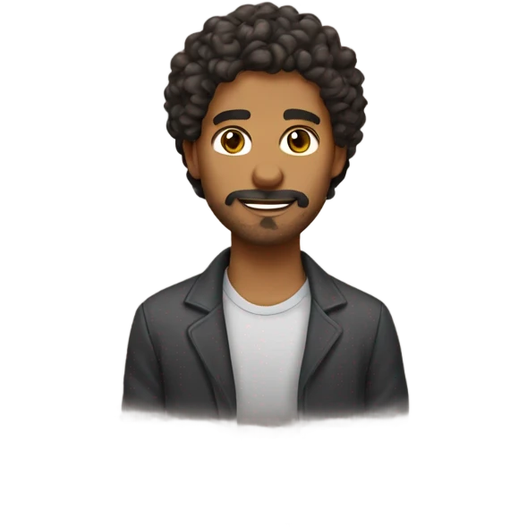 brown man with facial hair and short curly hair emoji