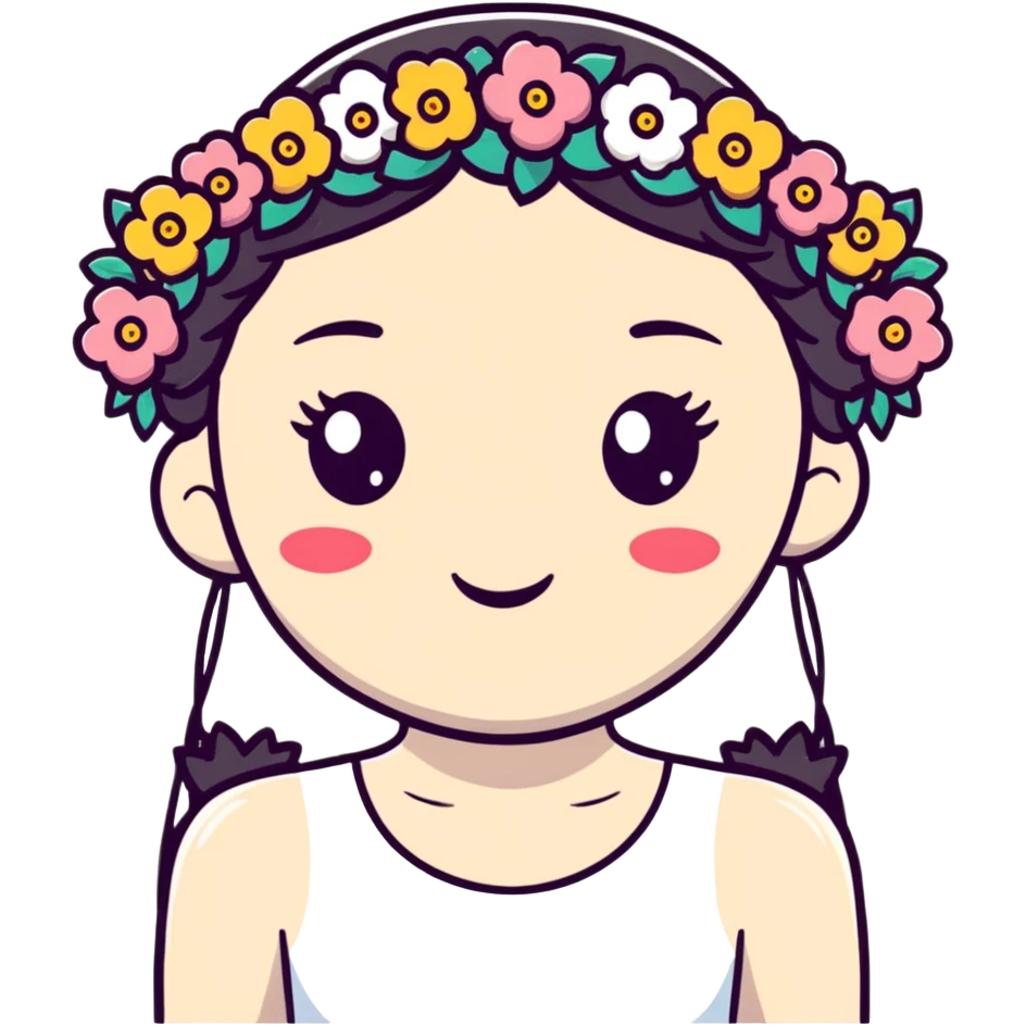 kawaii soft girl with heart cheeks and flower crown emoji