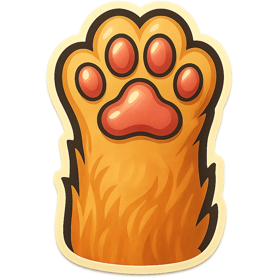 fluffy cat paw, bold outlines, vintage color palette emoji