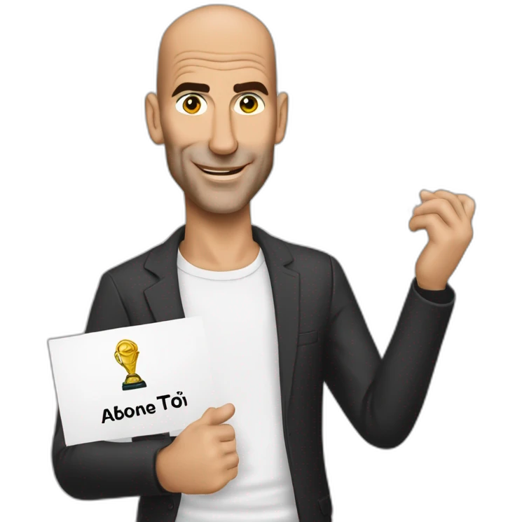 zidedine zidane with a sign in his hands reading "Abonne-toi". emoji