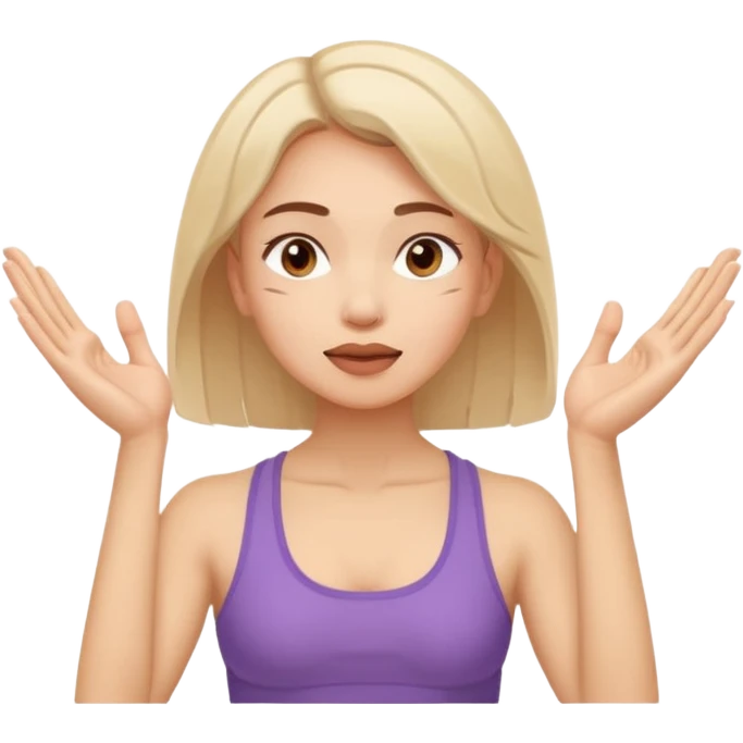Minimal emoji of a woman performing face yoga, fingers pressing and lifting facial muscles, clear hand-on-face exercise movement, simple wellness icon style, no beauty or medical elements

 emoji