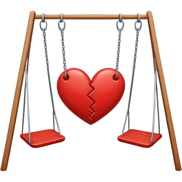 Two swings facing each other head to head, making heart shape emoji