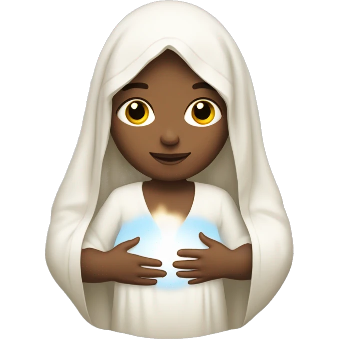 Maria mother of Jesus with Jesus in hands white skin emoji