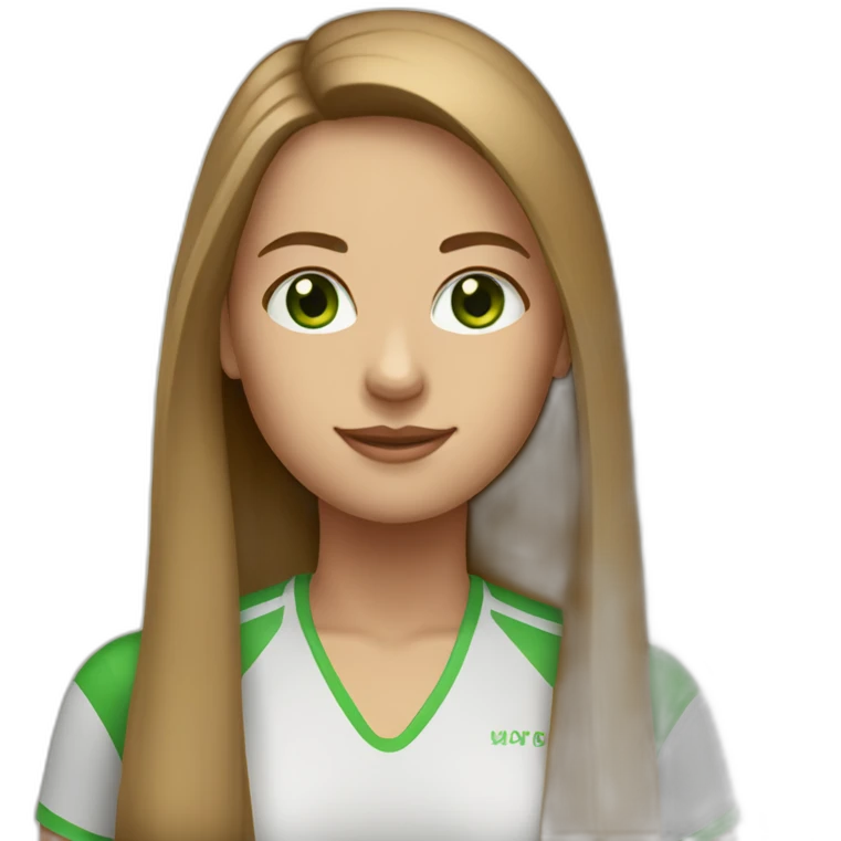 girl long straight hair light brown green eyes cyclist emoji