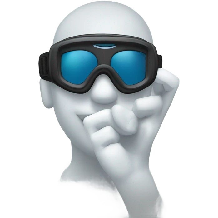 Knocking on snow goggles emoji