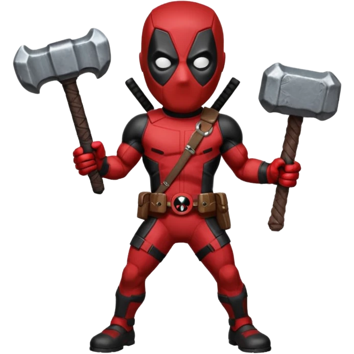 Deadpool holding thors hammer emoji