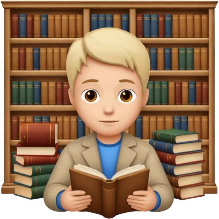 Reader + stack of books, Library Visitor. emoji