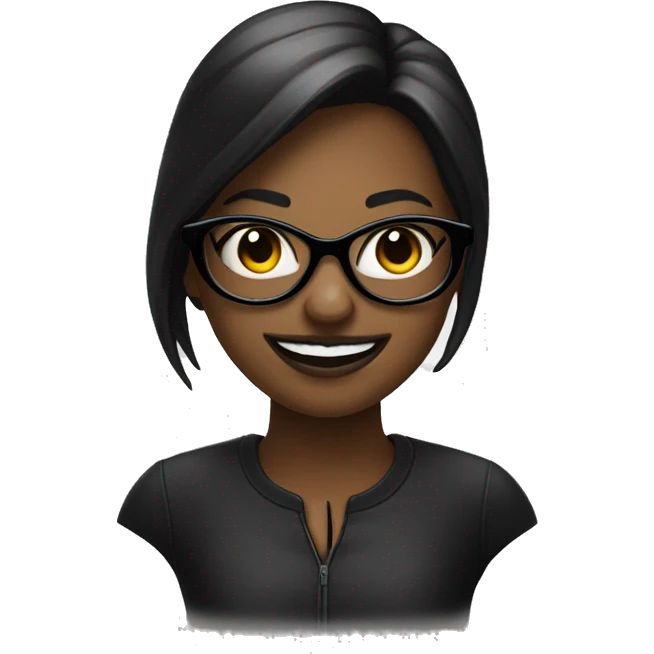 Fille noir avec lunette noir et avec une dent manquant devant  emoji