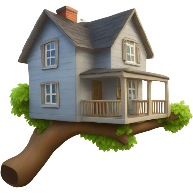 a house on a branch, with the letters 'EV' on the house emoji