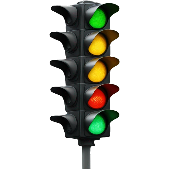 a traffic light with a smile in each color emoji