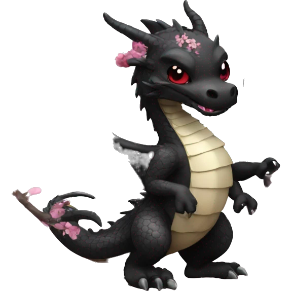 Black Sweet Dragon with Cherry Blossoms emoji