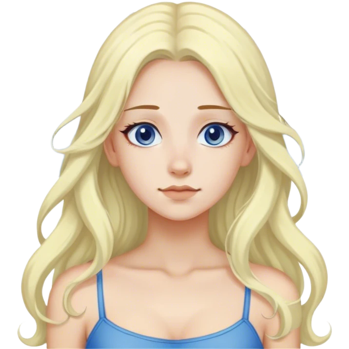 Woman’s shoulders clouds on top blonde long hair blue e emoji