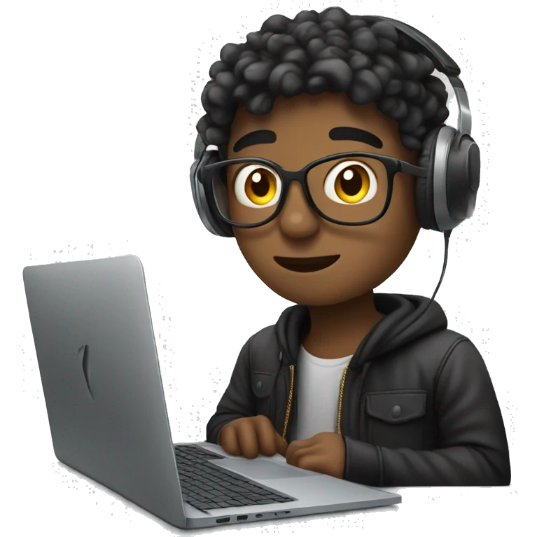 boy Music producer with a Macbook  emoji