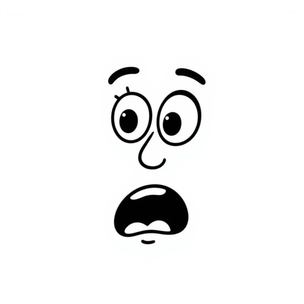 shocked face, hand drawn doodle style emoji
