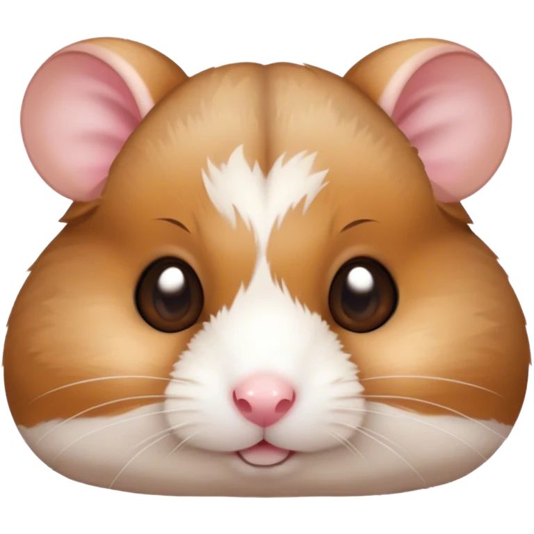 Cinematic Cute Brown and White Banded Hamster Portrait Emoji, Head tilted playfully and inquisitively, showcasing a fluffy fur with playful brown and white banded patterns, round, sparkling dark eyes filled with curiosity, Simplified yet irresistibly adorable features, highly detailed, glowing with a warm, friendly glow, high shine, affectionate and lively, stylized with a touch of whimsy, bright and endearing, soft glowing outline, capturing the essence of a mischievous yet loving hamster, so playful it feels like it could dash out of the screen and into your arms! emoji