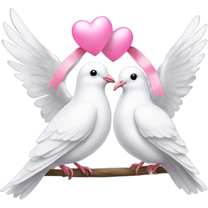 White love birds doves pink bows emoji