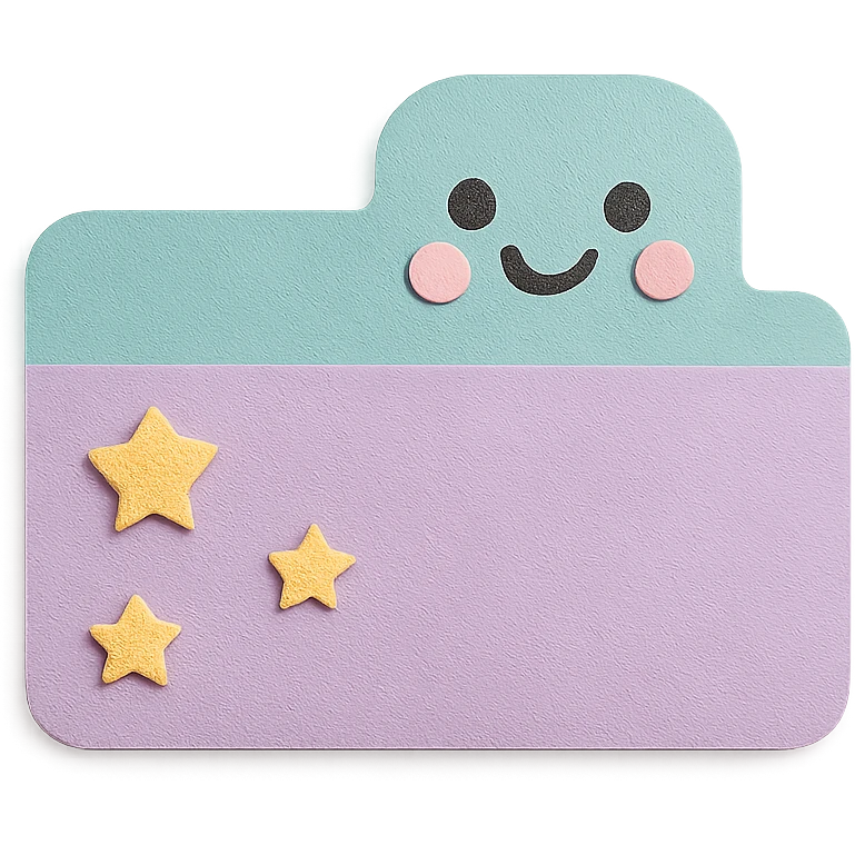 soft pastel cute tab divider with tiny stars with a smiling face accent emoji