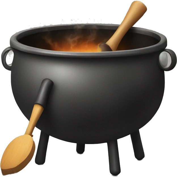 smoldering cauldron with wooden spoon stirring i emoji