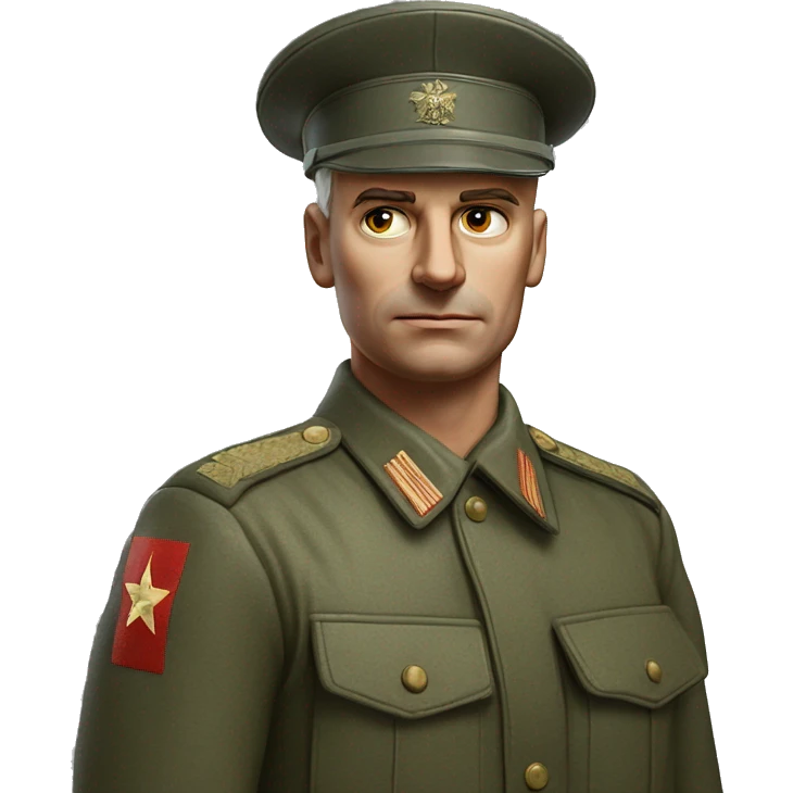 photorealistic serious soviet soldier 1960s emoji