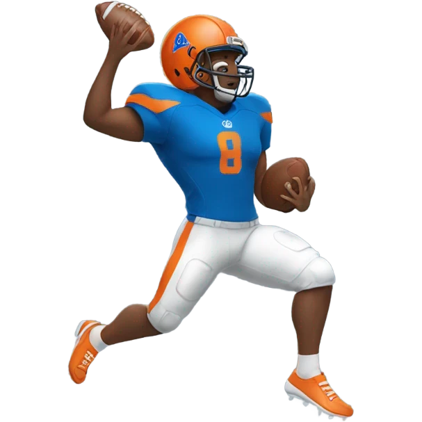 #89 catching a football wearing blue and orange emoji