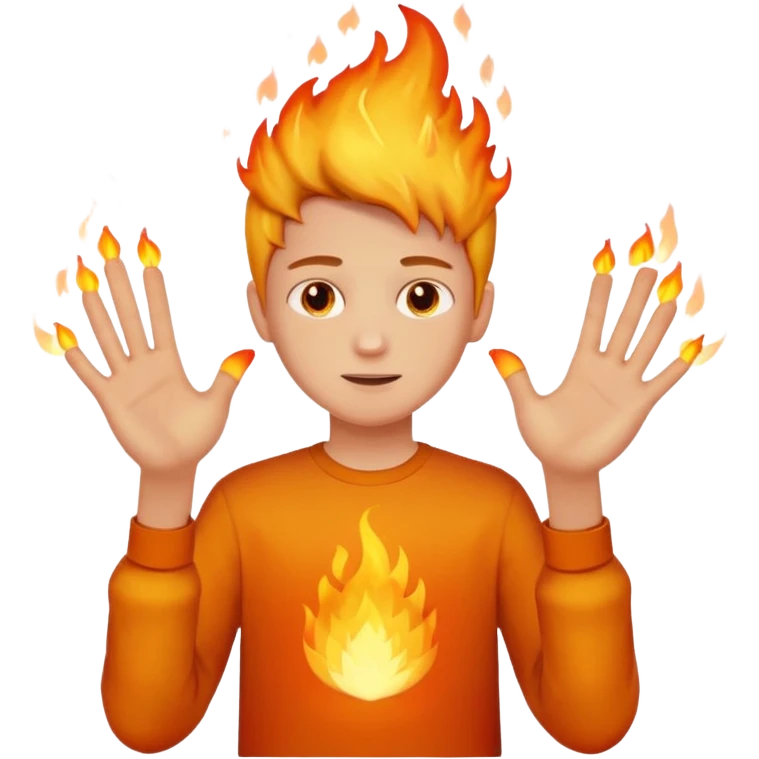 A boy with no hands fire instead made out of fire emoji