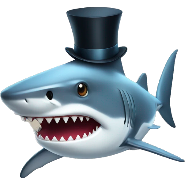 Shark with a top hat emoji