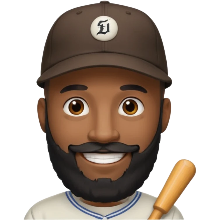 Dark Medium skin bald man with long black beard backwards baseball hat  emoji