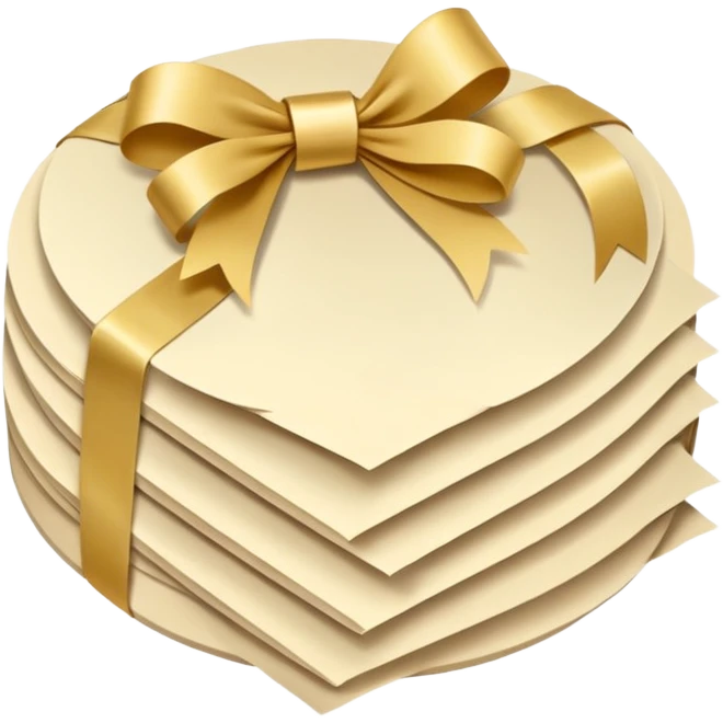 folded papers in round with a gold ribbon emoji